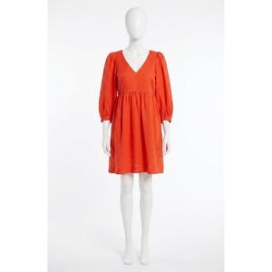 NEW TYLER BOE eva solid linen dress in red